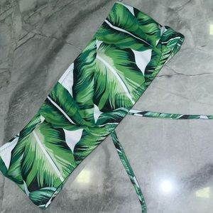 Palm leaf print bandeau bathing suit top